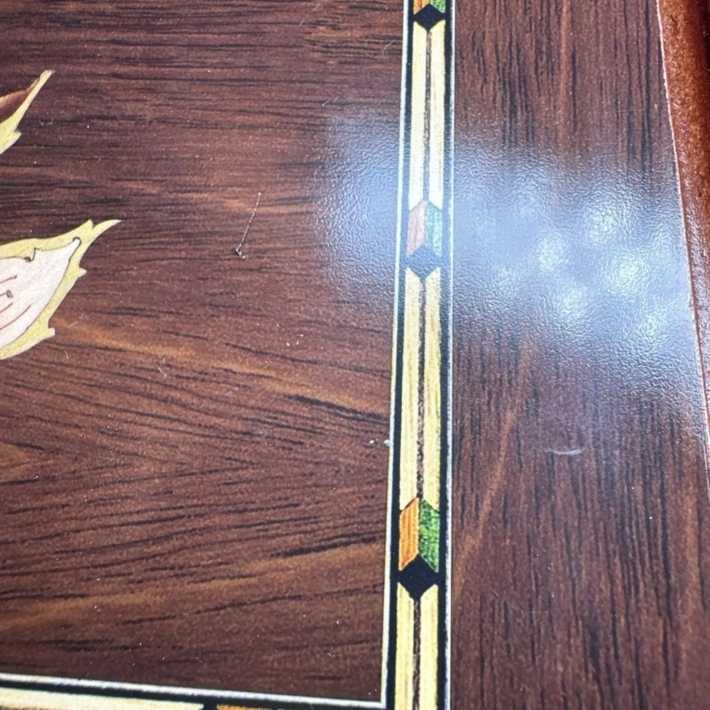 Mahogany Wooden Jewelry Box Floral Marquetry‎ Inlay & Mirror Interior New Roses